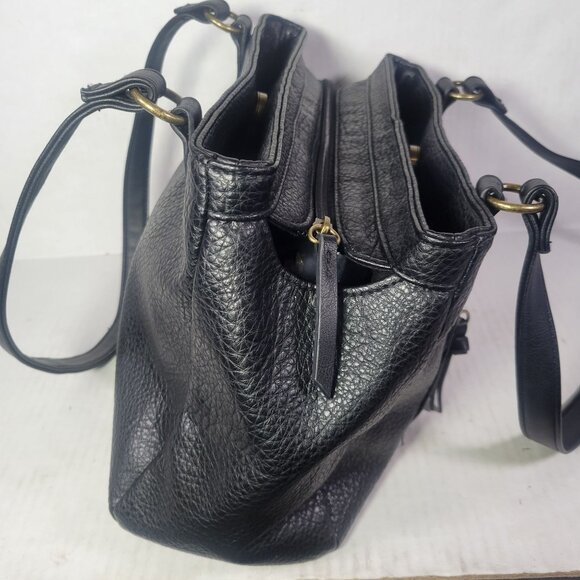 Rosetti Black Textured Shoulder Bag With Gold Accents & Multiple Compartments - Picture 3 of 11